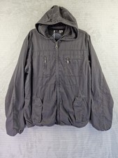 La Redoute Création Grey Eco Cotton Hooded Utility Jacket Size L Pit2Pit 22" 