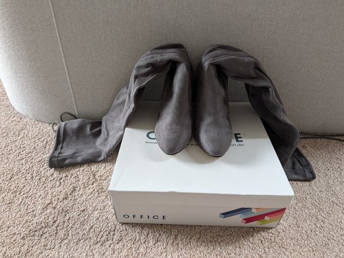 Office grey faux suede thigh - suede,