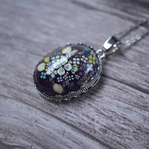 Amethyst hydrangea pendant - amethyst,