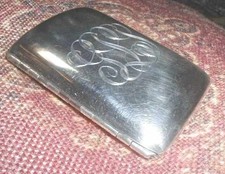 Antique 1910's Sterling Silver Cigarette Case w Monogram Card Money Case 81 grms