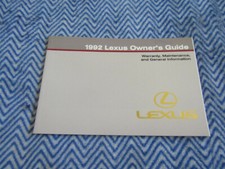 1992 LEXUS ES SC LS 300 400 OWNERS WARRANTY MAINTENANCE OWNERS MANUAL SUPPLEMENT