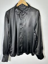 Shiny Satin Shirt Blouse Size 12 Glossy Button Up Secretary