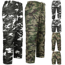 Mens 3 In 1 Camouflage Trousers Army Combat Cargo Camo Zip Off Shorts Work Pants