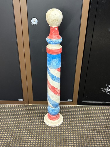 Vintage wooden barber - vintage, pole"