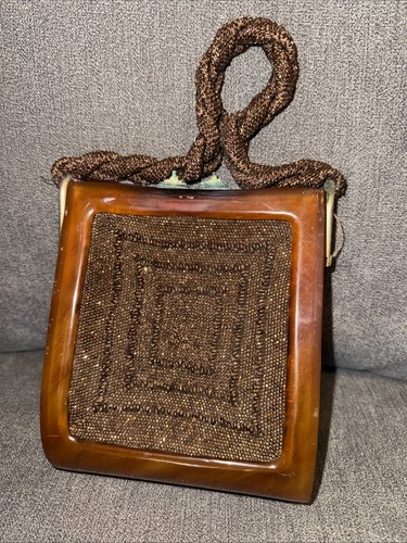 Vtg 40s brown bakelite box - 40s,