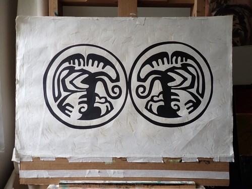 Indigenous art block print - print, on