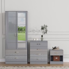 3 Piece Gloss Grey Bedroom