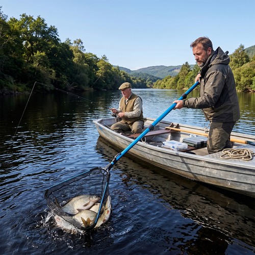 Folding fishing pole landing - folding,
