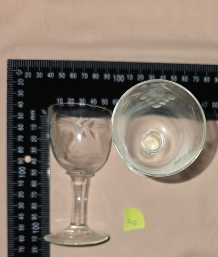 Vintage etched wine glass - , with
