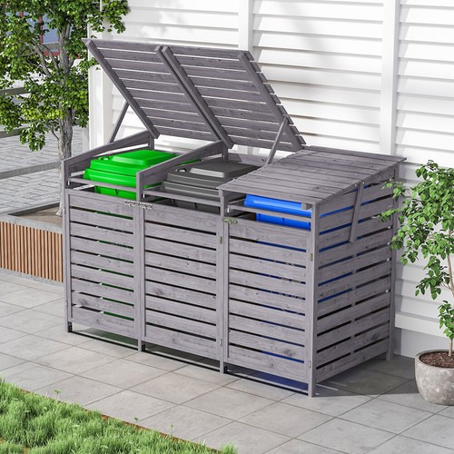 Grey triple wheelie bin - grey,