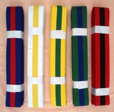 STRIPED BELTS - for Taekwondo - Karate & most Martial Arts - GREAT QUALITY