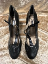 Next Black Leather T Bar Shoes