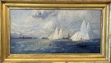 FINE OLD OIL  THE YACHT RACE