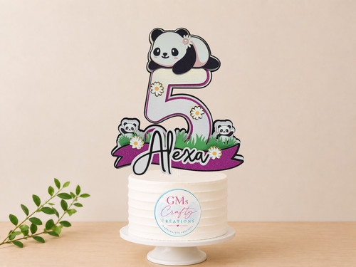 Personalised panda cake topper - personalised,