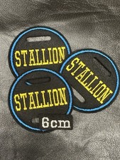 1 X 6cm ‘CAPITAL FONT'  Stallion Bridle Disc  Badge Show black gold blue