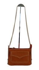 Zara Shoulder Bag Orange Suede Studded Chain Strap Crossbody Handbag Party