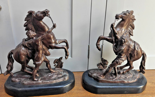 Pair spelter marly - of, horse