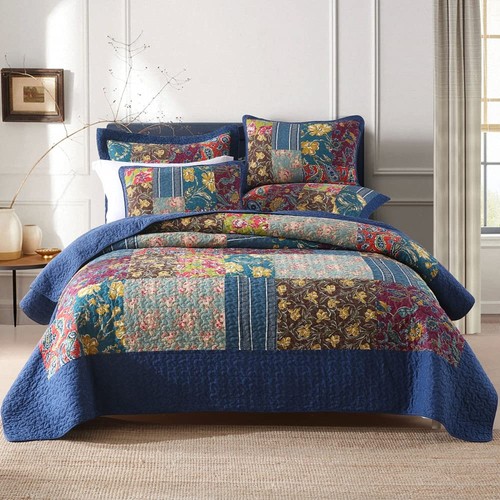 Bedspread quilt set blue - quilt,