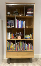 Boston Natural Solid Oak & Metal Bookcase Oak Furnitureland -Excellent Condition