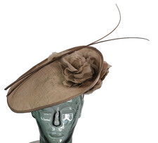 Vivien Sheriff Taupe Floral Headband Special Occasion Wedding Races Hat