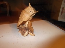 CARVED WOOD OWL ON TWIG