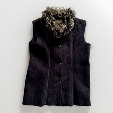 Faux Sherpa Black Suede Button