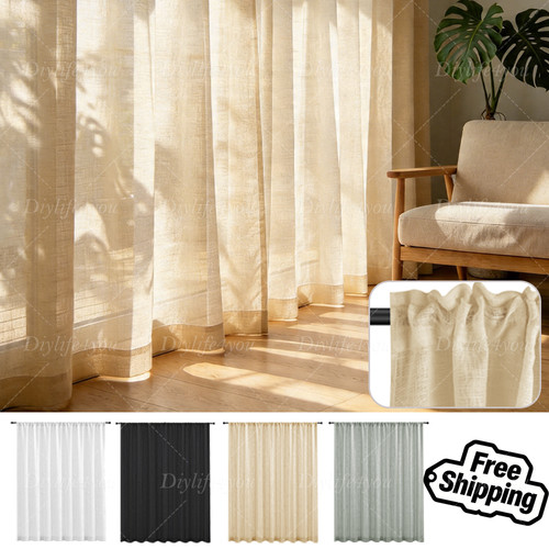 Panels linen look voile - look,