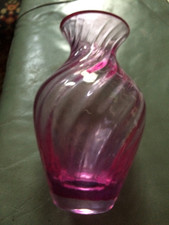 Caithness Swirl Rib Pink Cranberry Coloured Vase