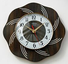 Vintage 26cm Vedette Wall Clock - French Formica Retro Mid Century Atomic Wooden