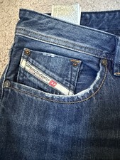 Diesel Larkee Jeans Mens 34W x 32L Regular Straight Denim Trousers, Washed Blue