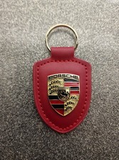 Porsche Leather Crest Car Keyring Keychain Red 911 GT3 Taycan
