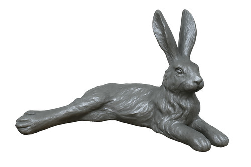 Laying resin hare ornament - resin,
