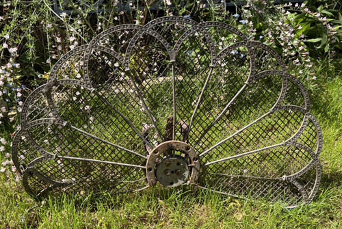 Antique c1862 peacock fan fire - fan,
