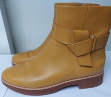 FitFlop Knot ‘Mustard’ Leather Ankle Boots Womans UK Size 6 Euro Size 39