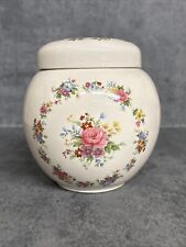 LOVELY VINTAGE SADLER ENGLAND CREAM LIDDED GINGER JAR FLORAL/PINK ROSES