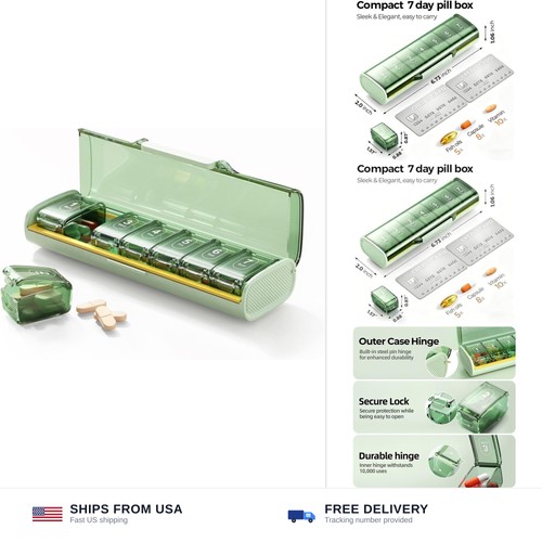 Weekly pill organizer portable - weekly,