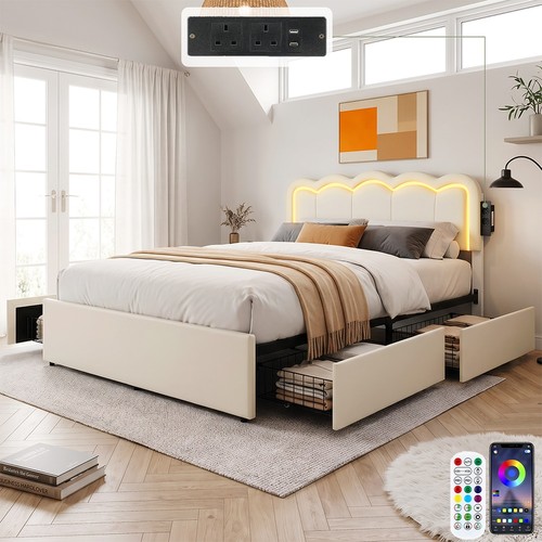 Upholstered led bed frame - bed, 4