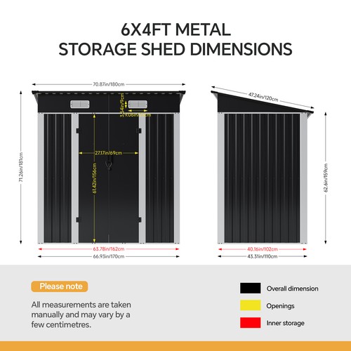 Galvanised metal garden shed - galvanised,