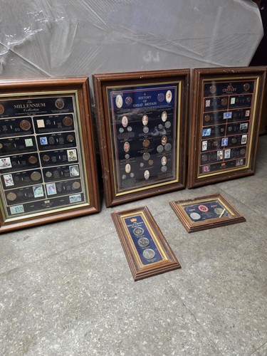 Framed british coin stamp - coin, &