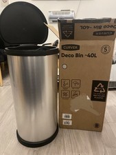 40L Curver Deco Touch Top Kitchen Bin Silver Rectangular Shape Flat Space Saving