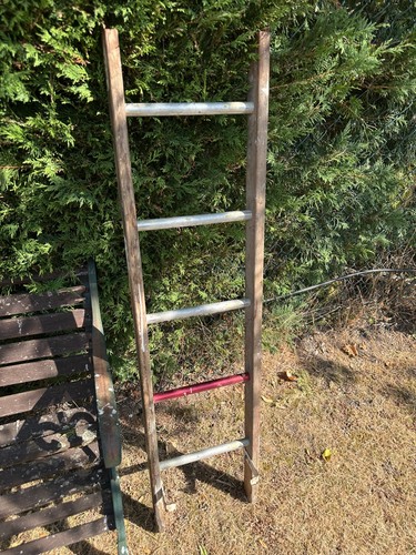 Vintage wide wooden ladder - vintage,