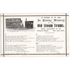 In Loving Memory of Old Steam Trams Replaced by Electricity Postcard Unused