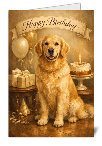 Golden retriever birthday - birthday, card
