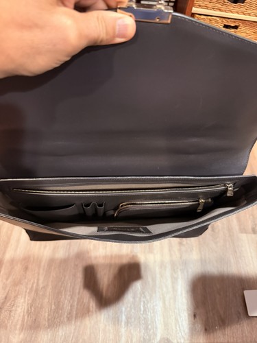 Brioni green leather briefcase - brioni,