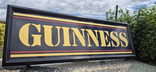 Guinness painted wooden sign - wooden,