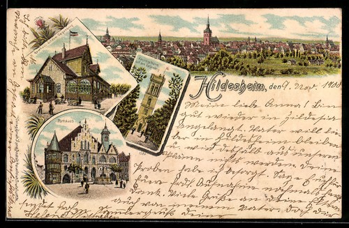 Lithograph hildesheim town - hildesheim,,
