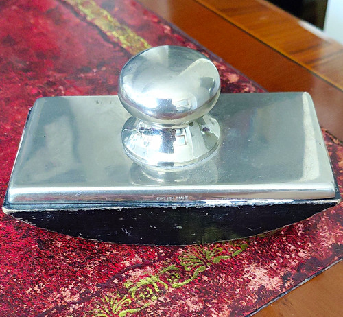 Vintage metal desk blotter - metal,