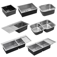 Undermount/Inset Kitchen Sink w/ Drainer Fittings Single/Double Bowl Campervan