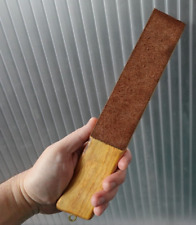 Handmade Wood & Leather Double Sided Paddle Strop for Sharpening Knives & Razors