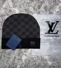 Lv Neo Damier Beanie In Grey And Black